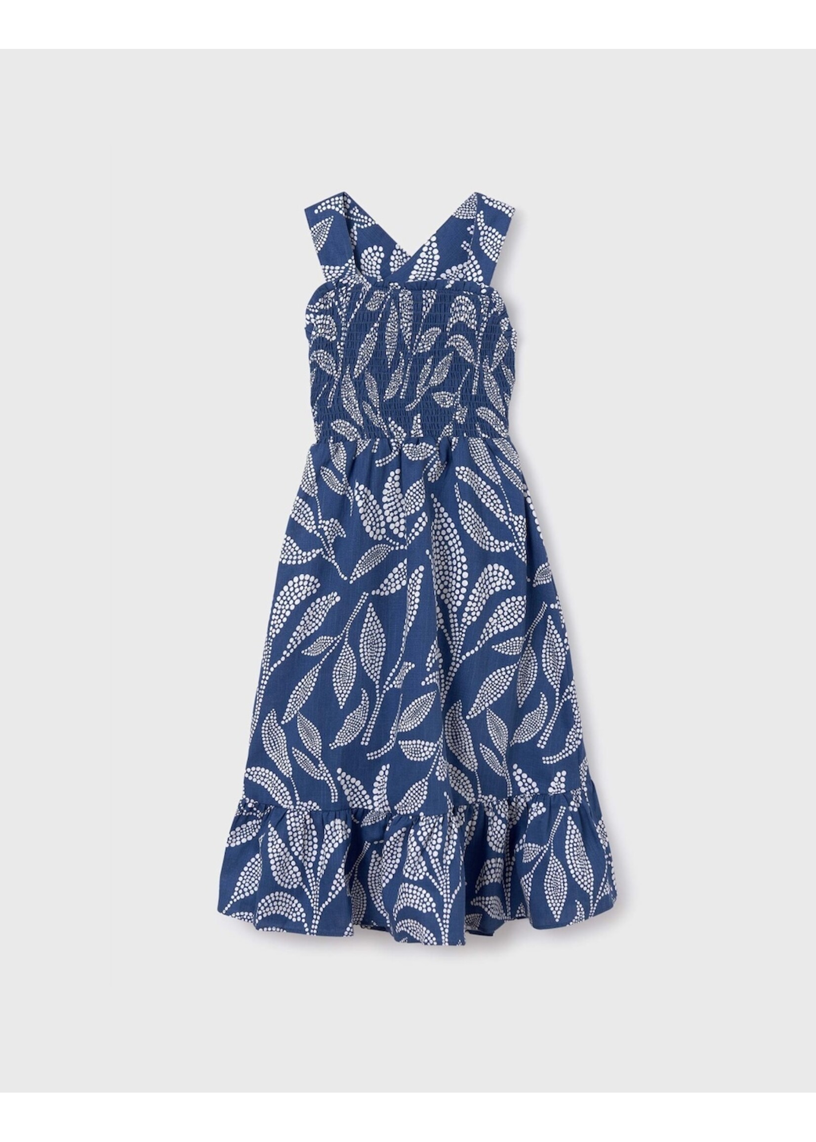 Mayoral Mayoral, Leaf Print Midi Dress || Cobalt