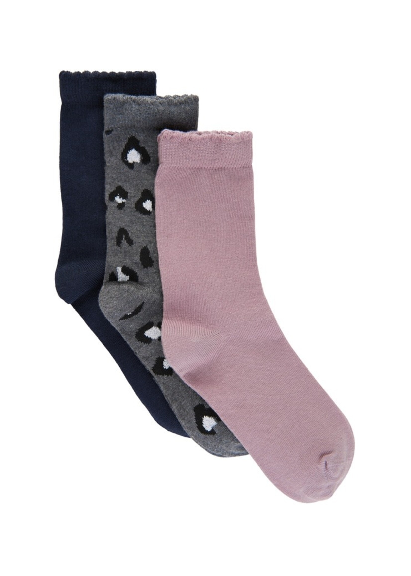 Creamie Creamie, Navy, Grey Print & Purple 3pk of Socks