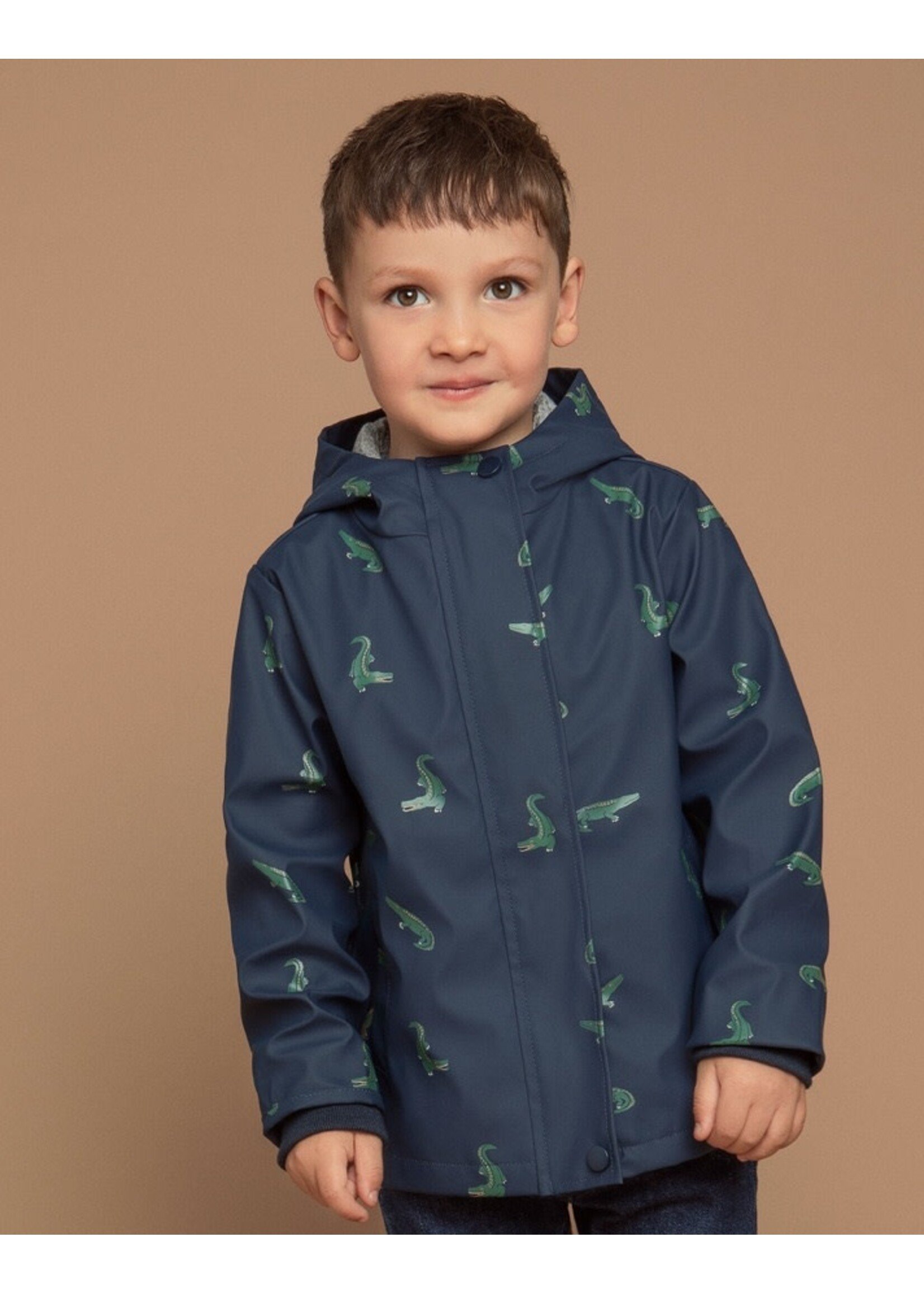 Miles the Label Miles The Label, Croc Print on Navy Hooded Raincoat