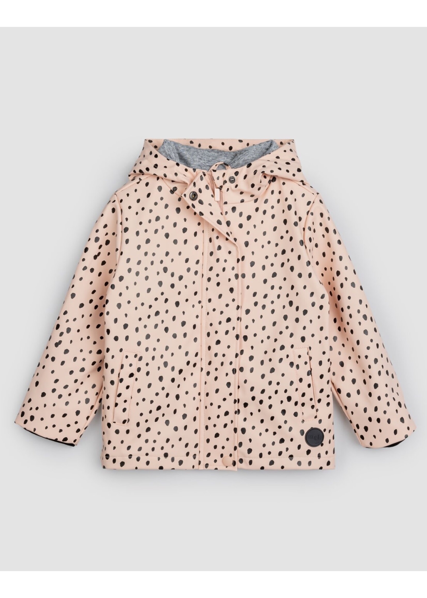 Miles the Label Miles the Label, Dalmatian Dot Print on Light Pink Hooded Raincoat