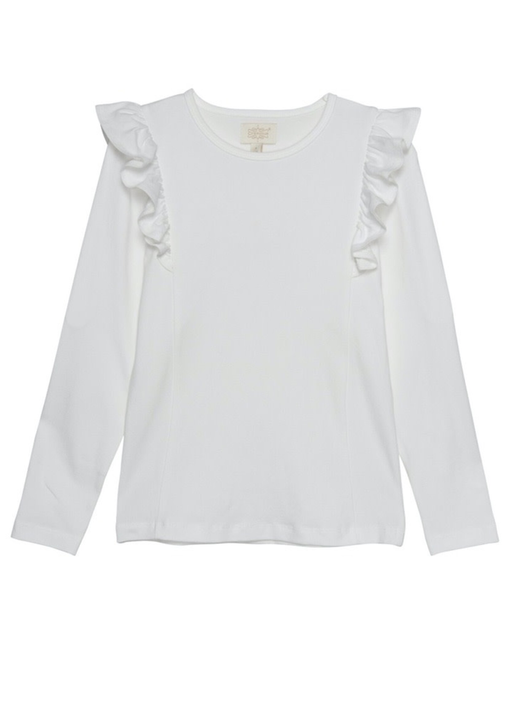 Creamie Creamie, Long Sleeve Ruffle T-Shirt || White