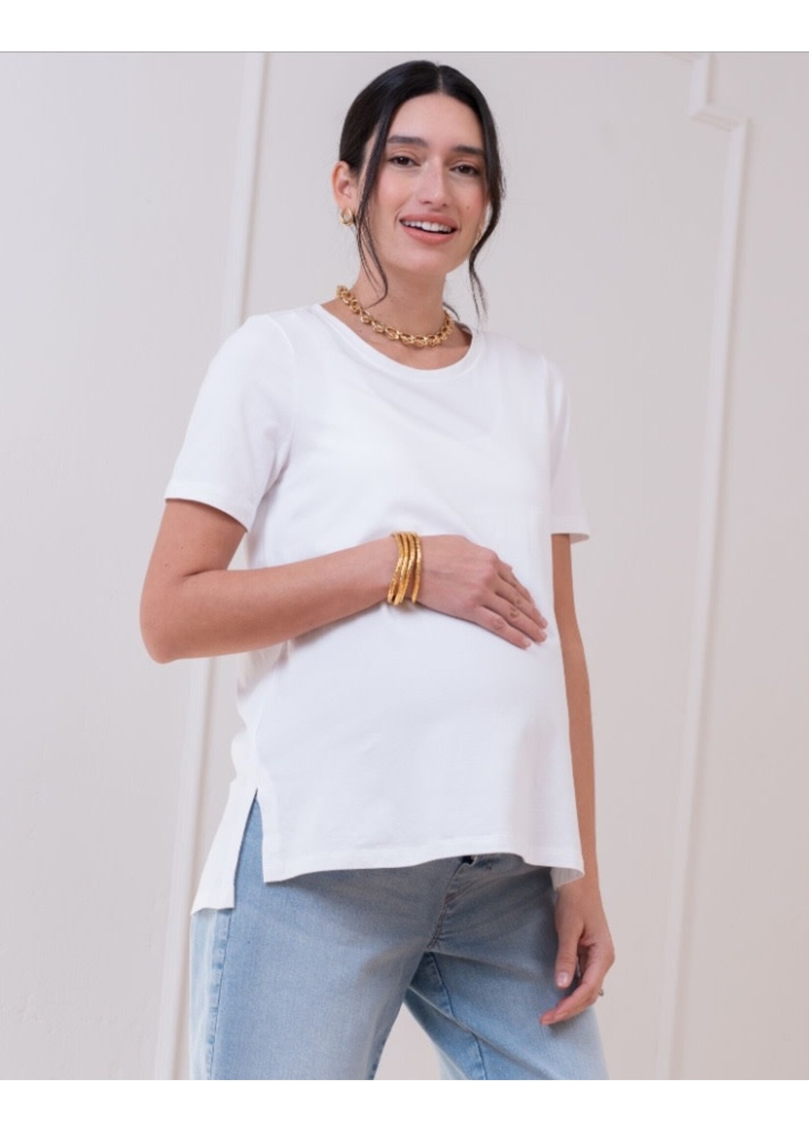 Seraphine Seraphine, Everleigh, Jersey Short Sleeve Maternity T-Shirt || White