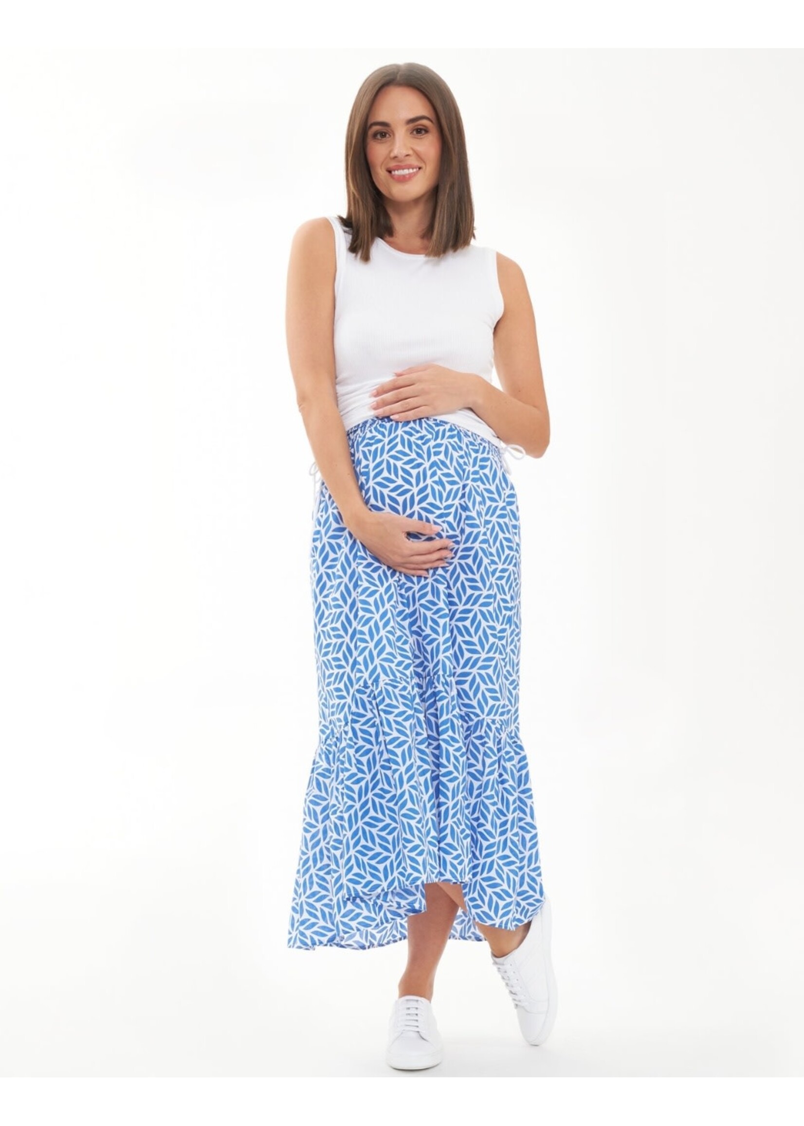 Ripe Maternity Ripe Maternity, Capri Shirred Dress || White / Lapis