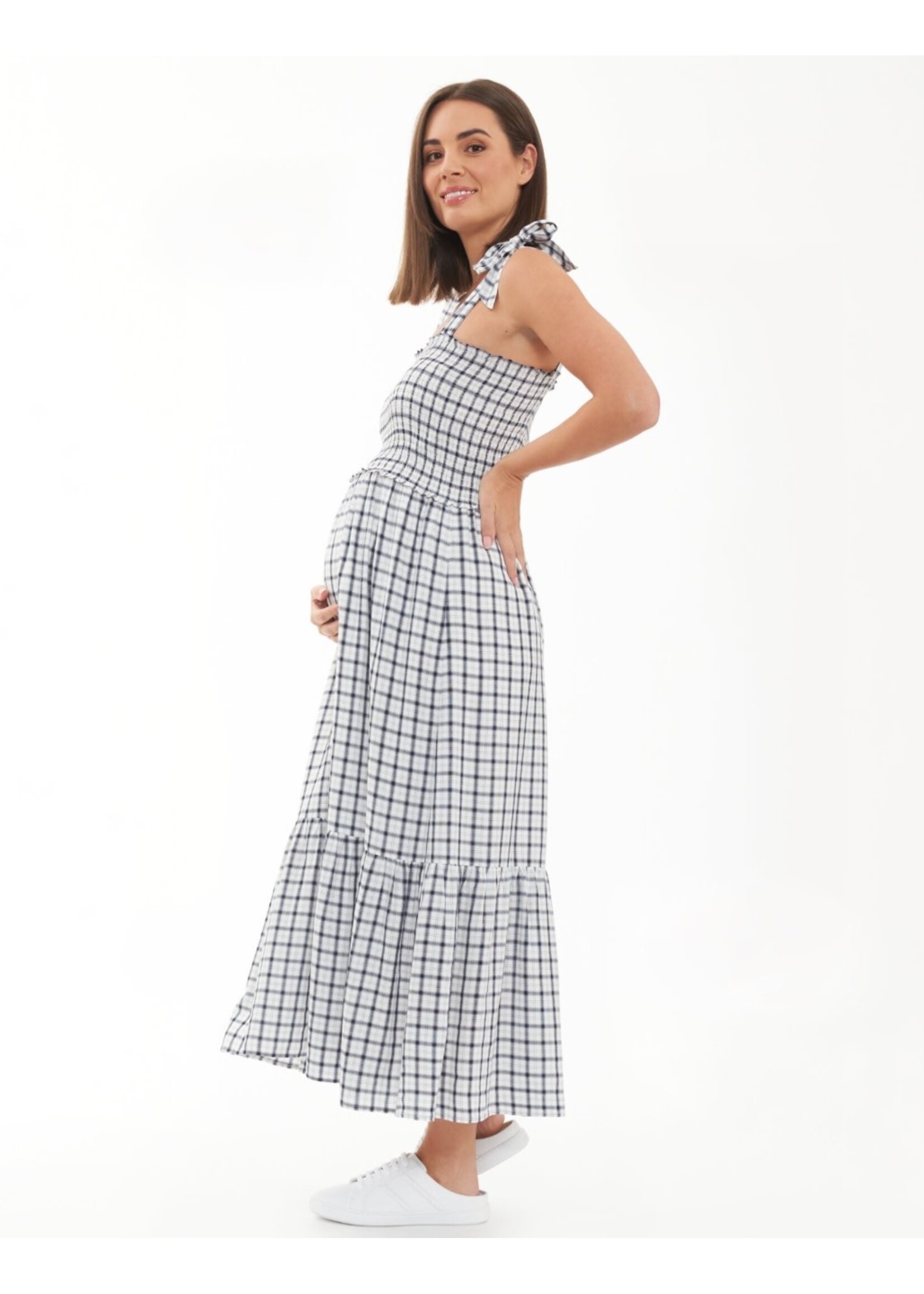 Ripe Maternity Ripe Maternity, Phoebe Smocked Dress || White / Navy