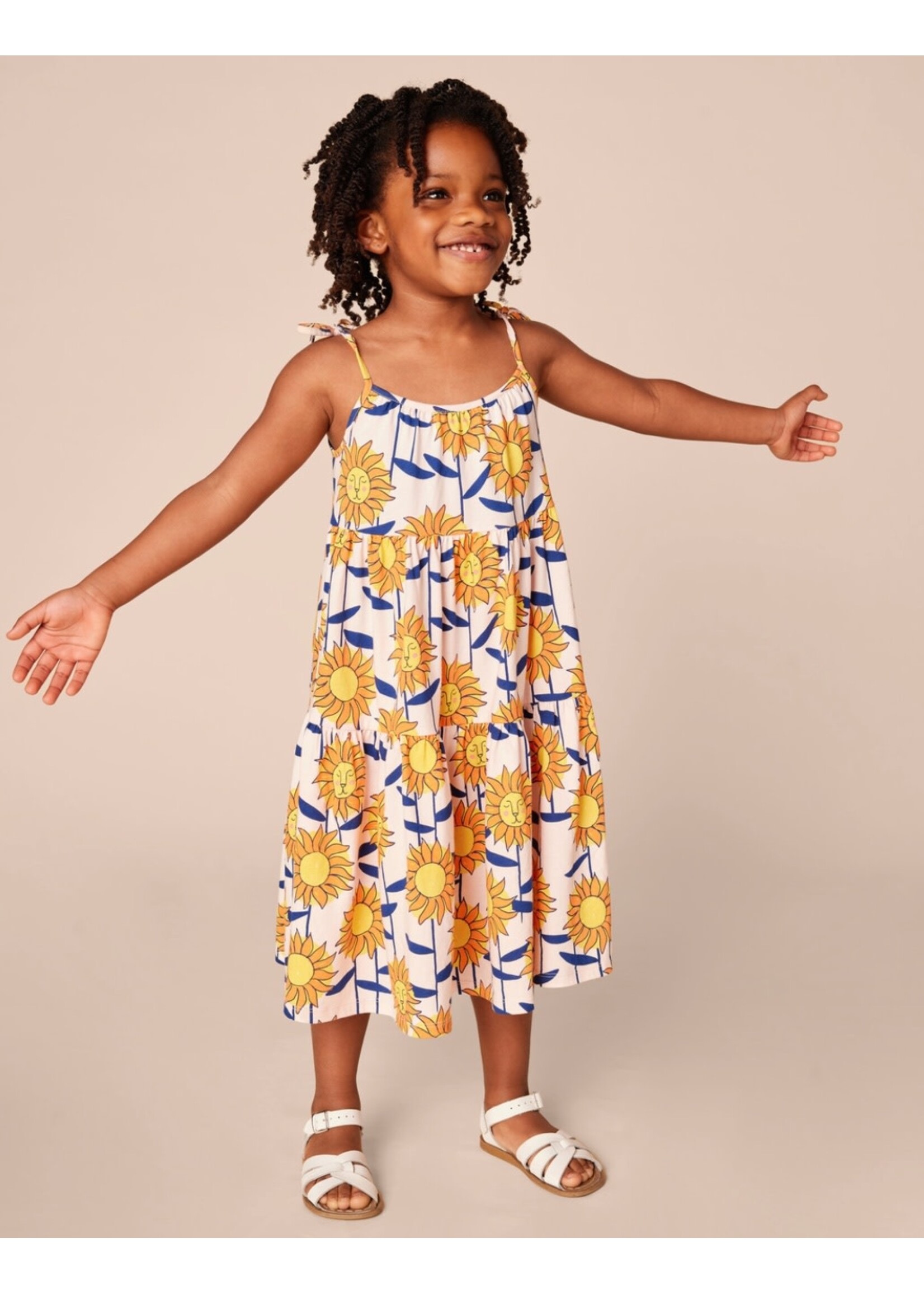 Tea Collection Tea Collection, Tiered Tie Shoulder Dress || African Sunflowers