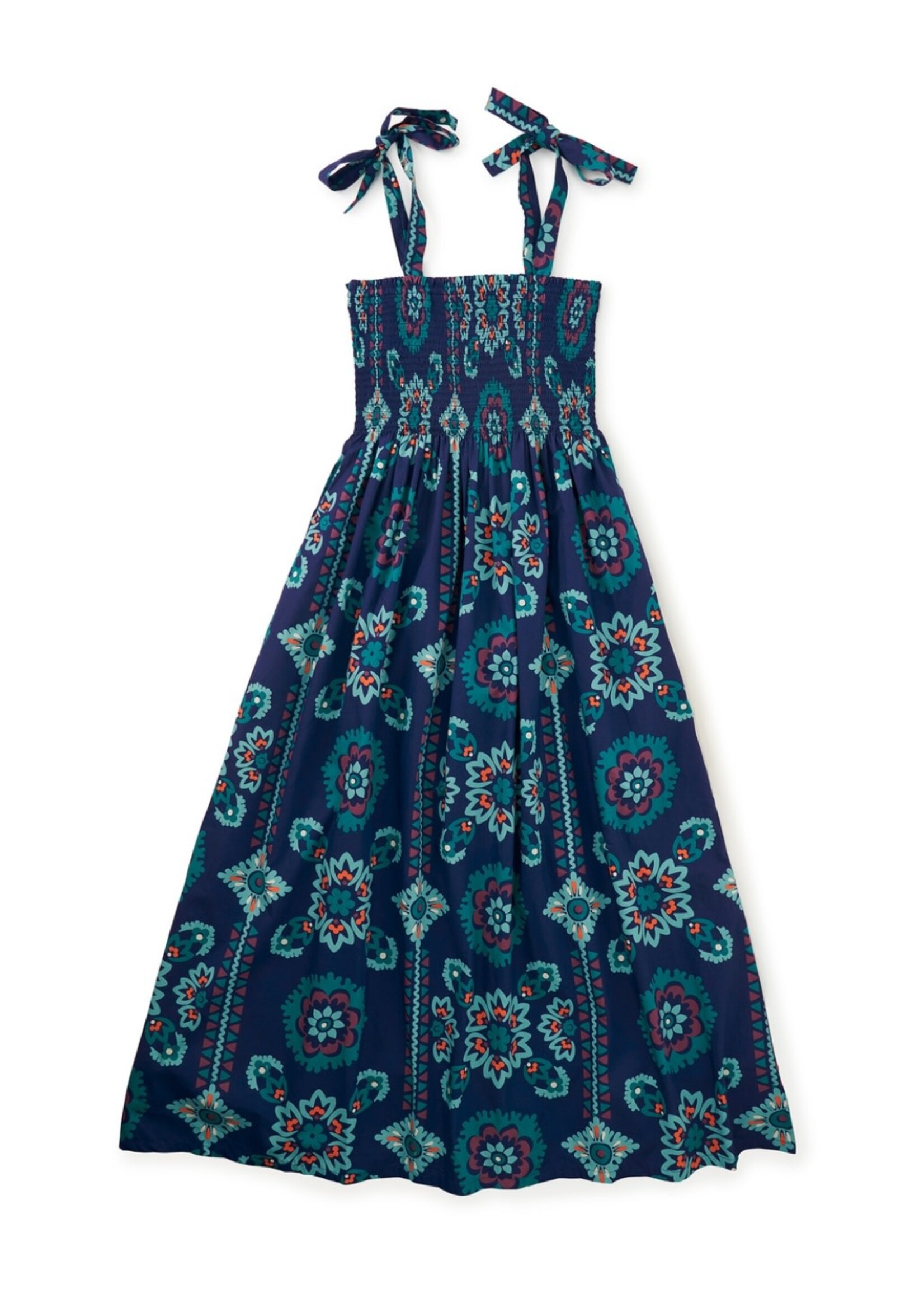 Tea Collection Tea Collection, Adult Tie Shoulder Smocked Dress || Limpopo Bandana