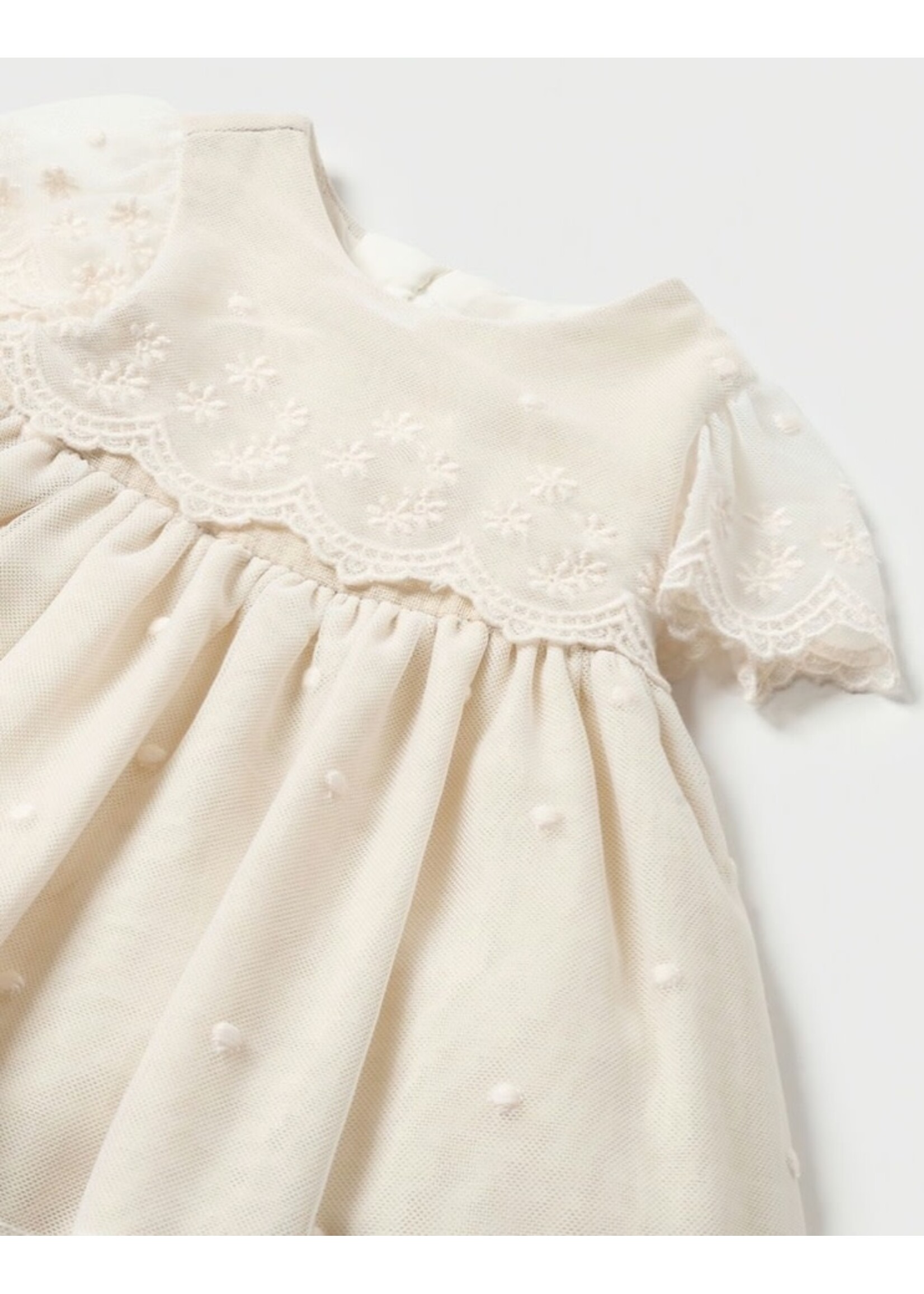 Mayoral Mayoral, Newborn Embroidery Tulle Dress with Bloomers || Linen