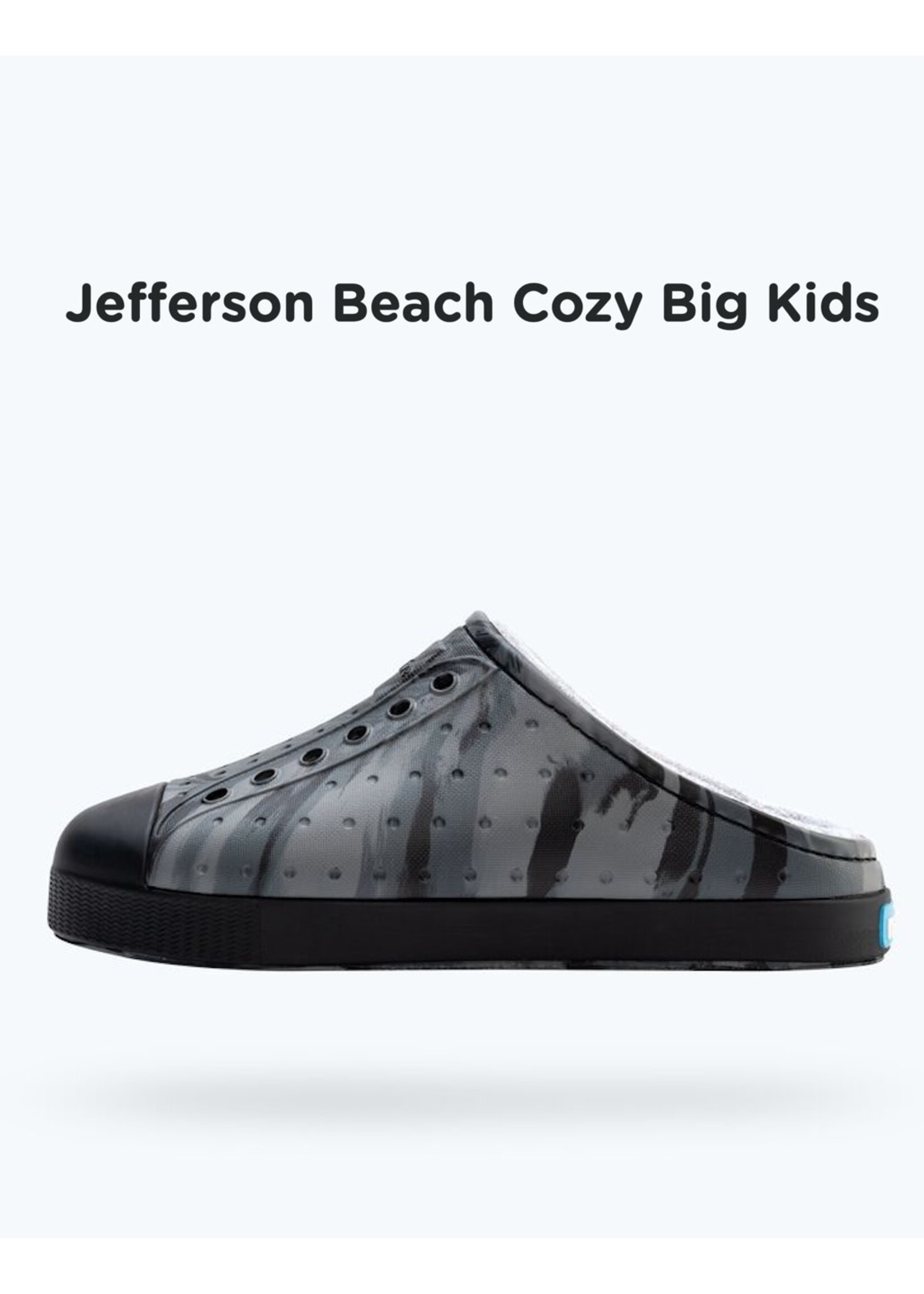 Native Shoes Native Shoes, Jefferson Beach Cozy Kids ||  Gravity Grey Marble/ Jiffy Black