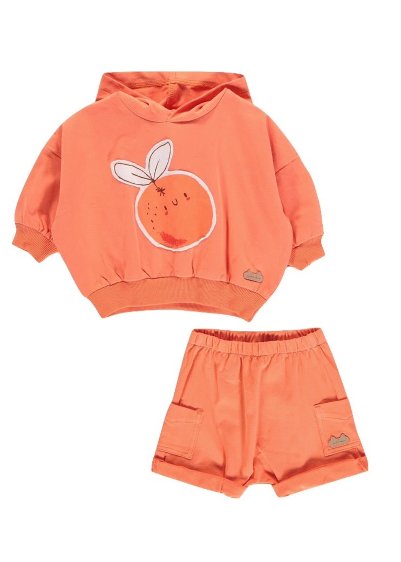 Souris Mini Souris Mini, Cotton Shorts with Pockets || Orange