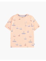 Souris Mini Souris Mini, Sailboat Print Short Sleeves T-Shirt || Peach