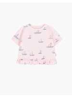 Souris Mini Souris Mini, Sailboat Print Relaxed Fit T-Shirt|| Pink