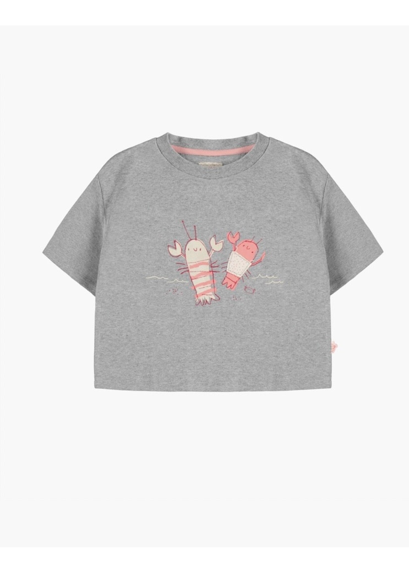 Souris Mini Souris Mini, Crayfish Print Short Sleeves T-Shirt || Grey