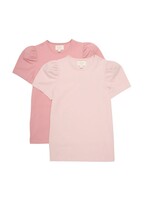 Creamie Creamie, Puff Shoulder T-Shirt 2 Pack  || Dusty Pink / Dark Pink