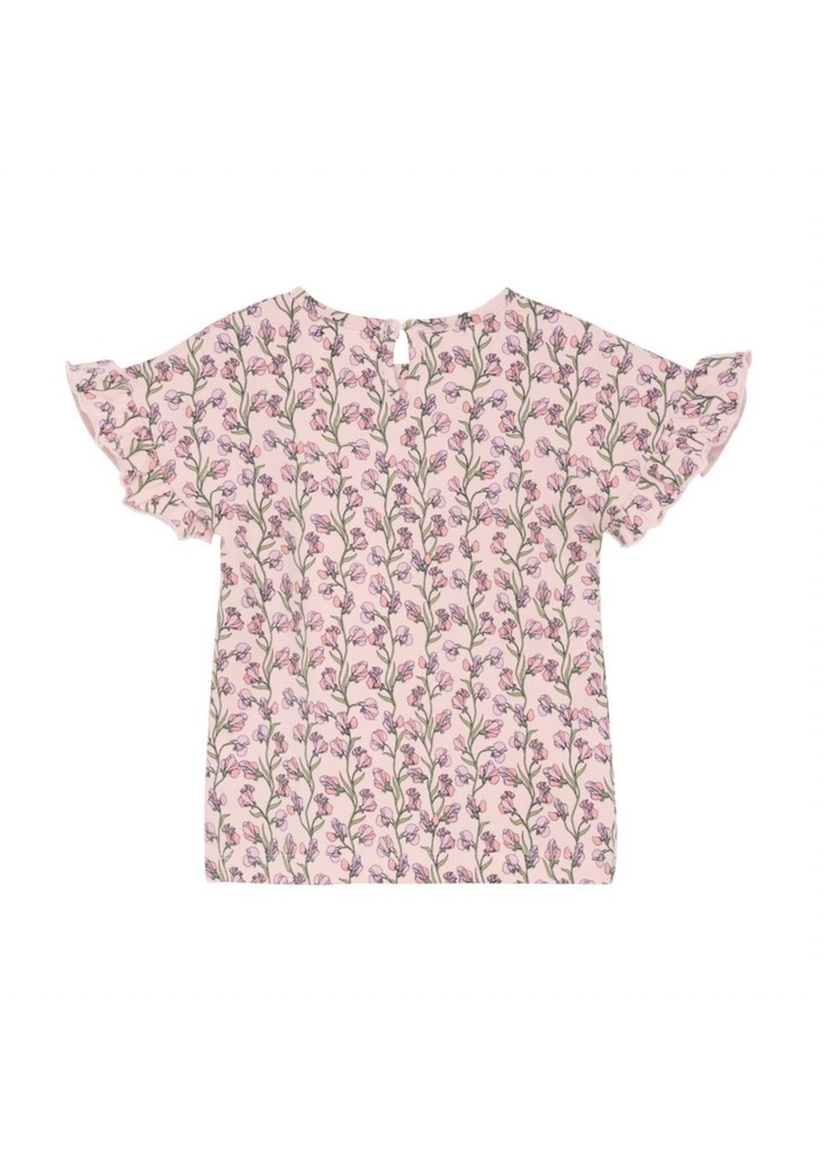 Creamie Creamie, Floral Flutter Sleeve T-Shirt || Pink