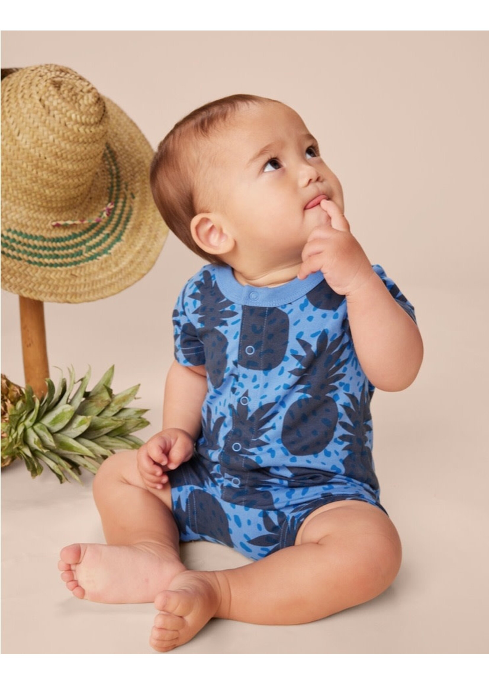 Tea Collection Tea Collection, Button-Up Baby Romper || Spotted Pineapple