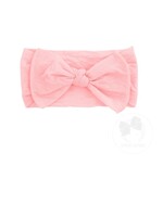 Wee Ones Wee Ones, Soft Nylon Girls Baby Band with Nylon Bowtie || Light Pink