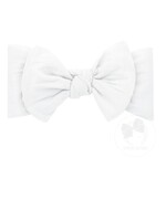 Wee Ones Wee Ones, Soft Nylon Girls Baby Band with Nylon Bowtie || White