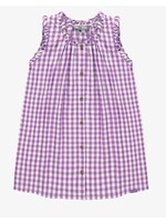 Souris Mini Souris Mini, Checkered Seersucker Dress  || Purple & White Checker