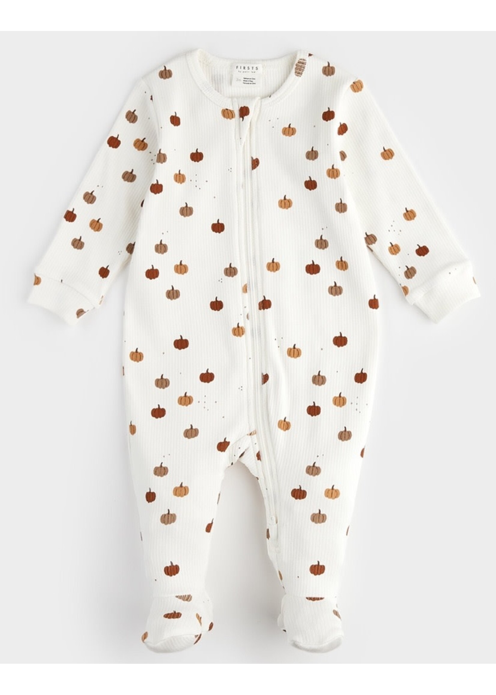 Petit Lem Petit Lem, Pumpkin Print Sleeper || Off-White