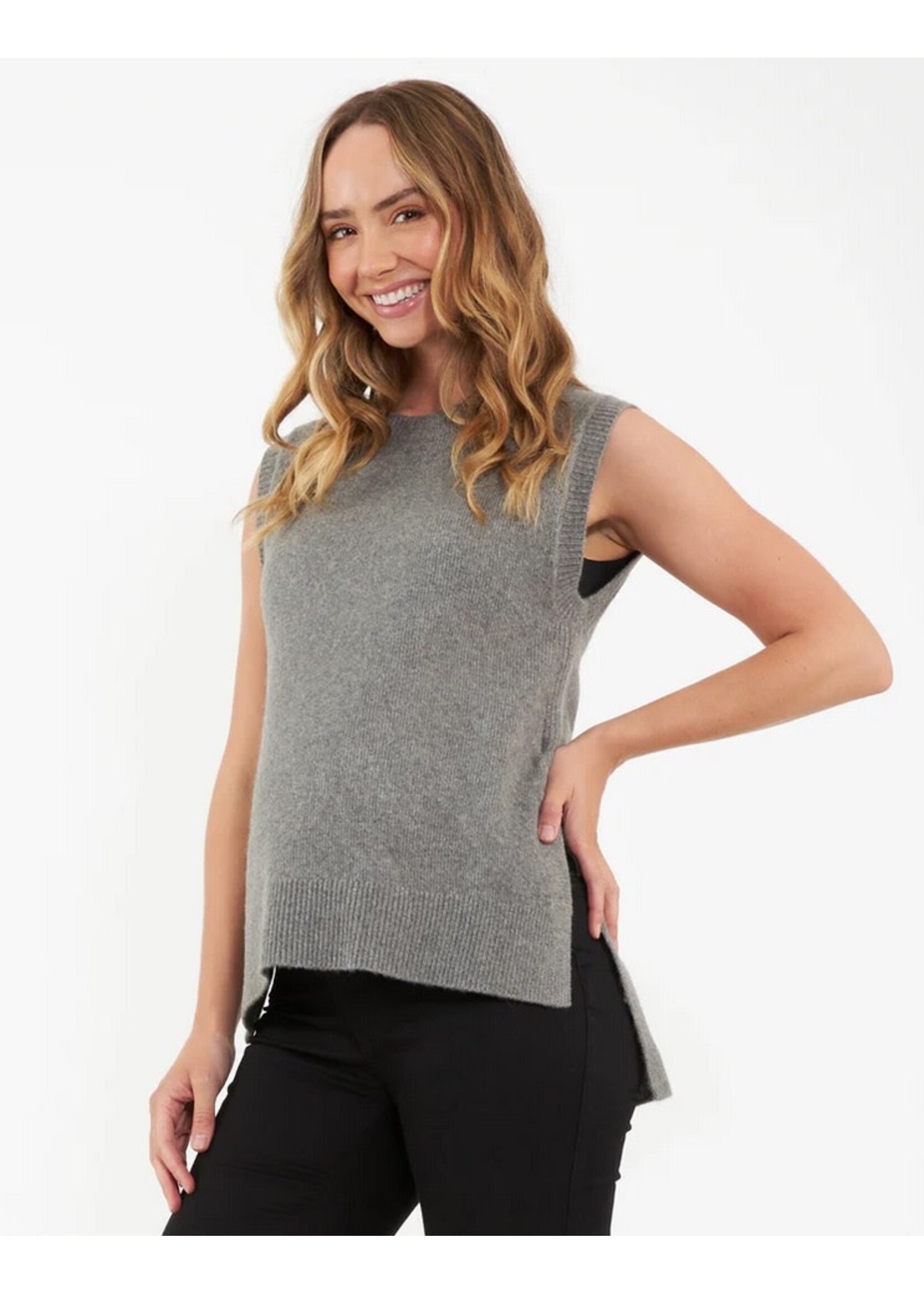 Ripe Maternity Ripe Maternity, Josie Side Split Knit Vest || Grey Marle