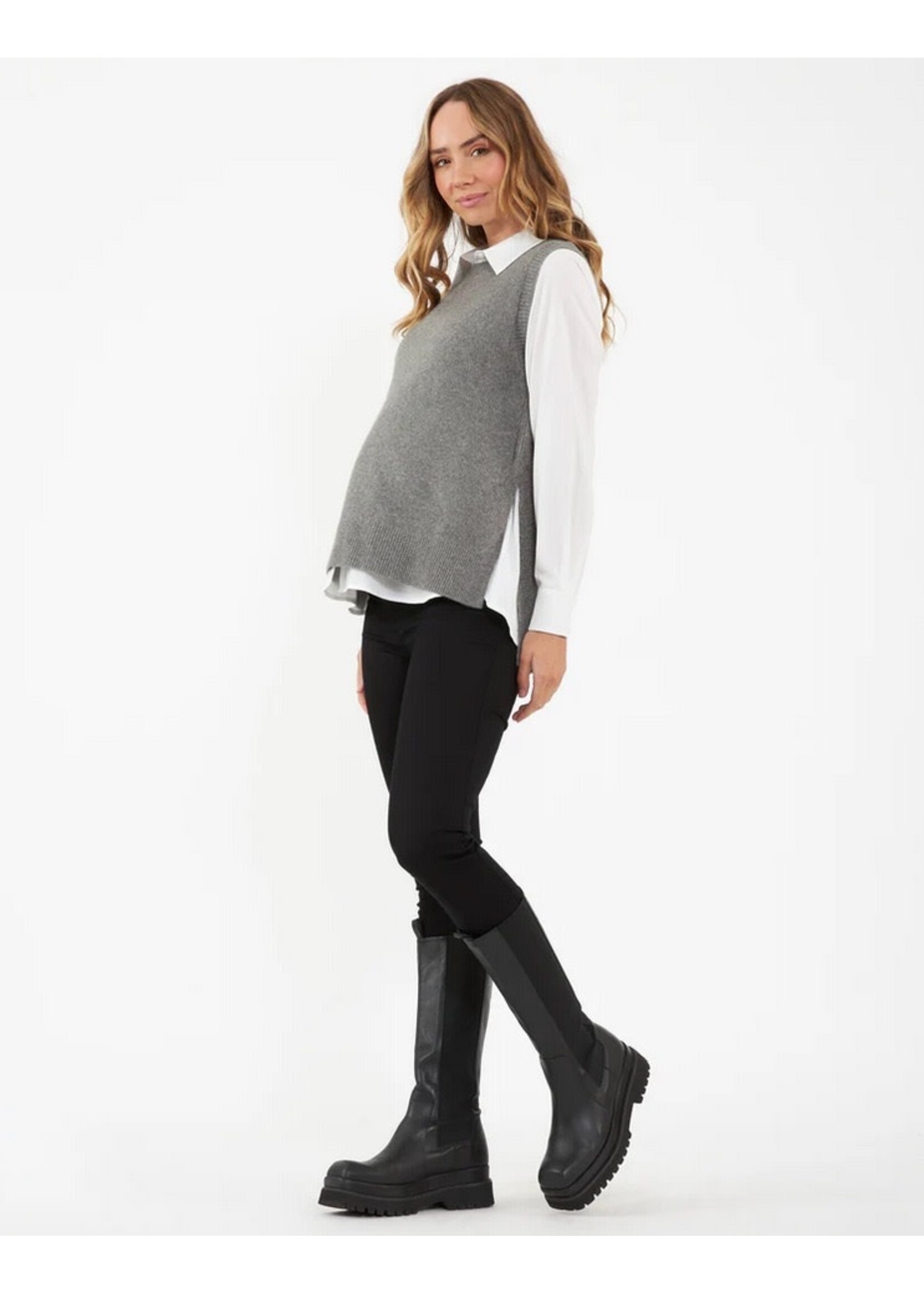 Ripe Maternity Ripe Maternity, Josie Side Split Knit Vest || Grey Marle