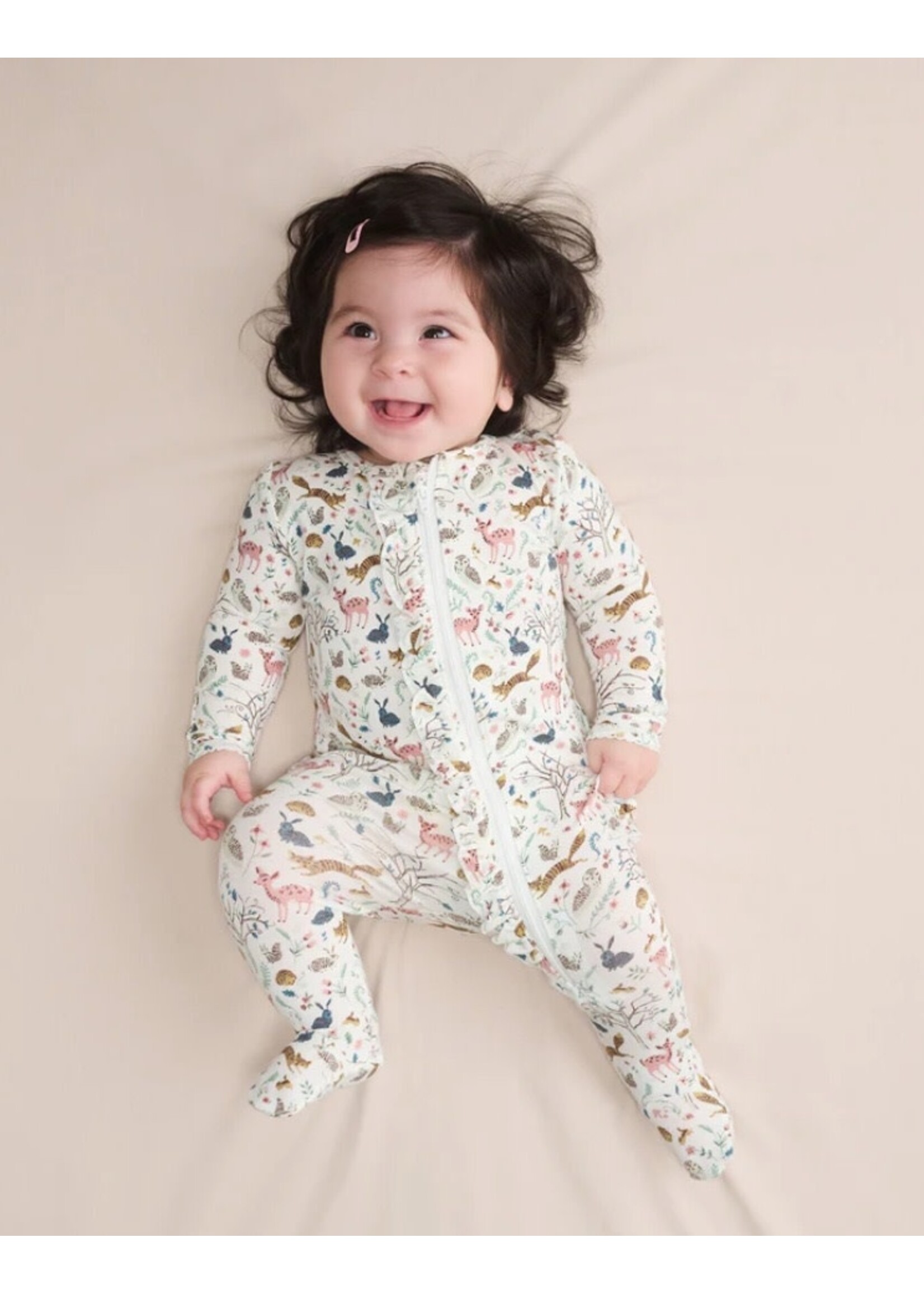Hatley Ruffle Bum Bamboo Coverall - Happy Forest Hatley Ruffle Bum Bamboo Coverall - Happy Forest