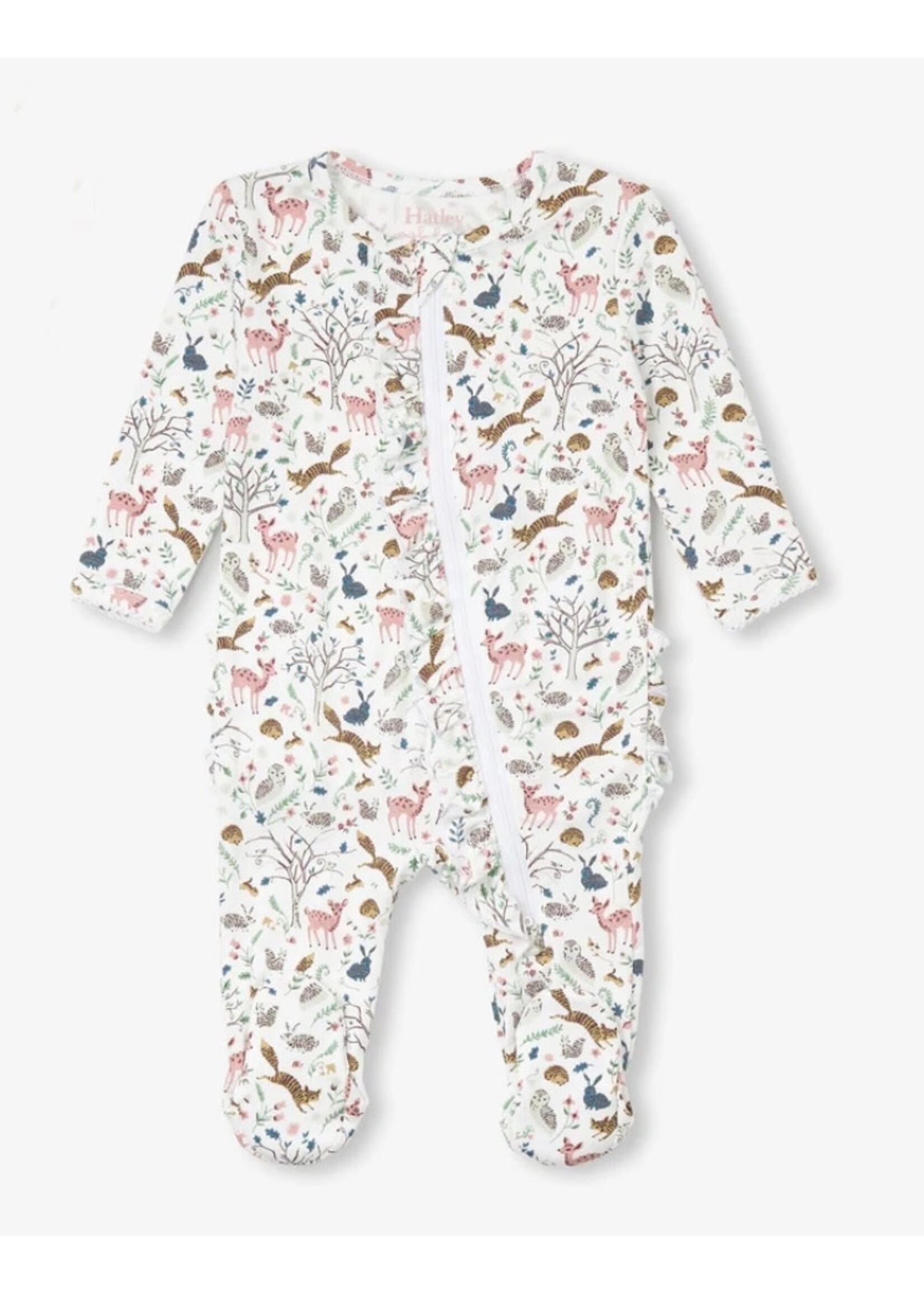 Hatley Ruffle Bum Bamboo Coverall - Happy Forest Hatley Ruffle Bum Bamboo Coverall - Happy Forest