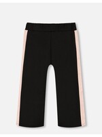 Deux Par Deux Deux Par Deux, Cropped Wide Leg Pant With Contrast Band || Black