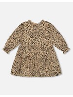 Deux Par Deux Deux Par Deux, Long Sleeve Viscose Dress With Frill || Leopard Print