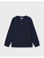 Mayoral Mayoral, Boy Button Neck Long Sleeve T-Shirt || Navy Blue