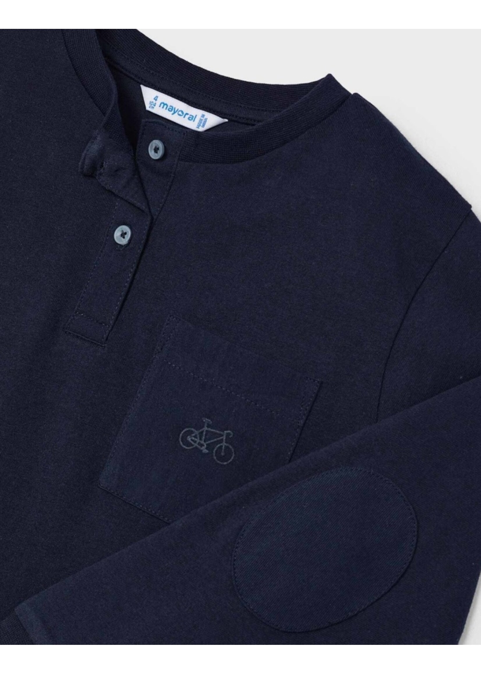 Mayoral Mayoral, Boy Button Neck Long Sleeve T-Shirt || Navy Blue