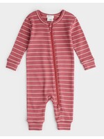Petit Lem Petit Lem,  Striped Modal Rib Sleeper || Raspberry