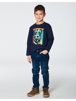 Deux Par Deux Deux Par Deux, Abstract Dog Print Raglan T-Shirt || Navy
