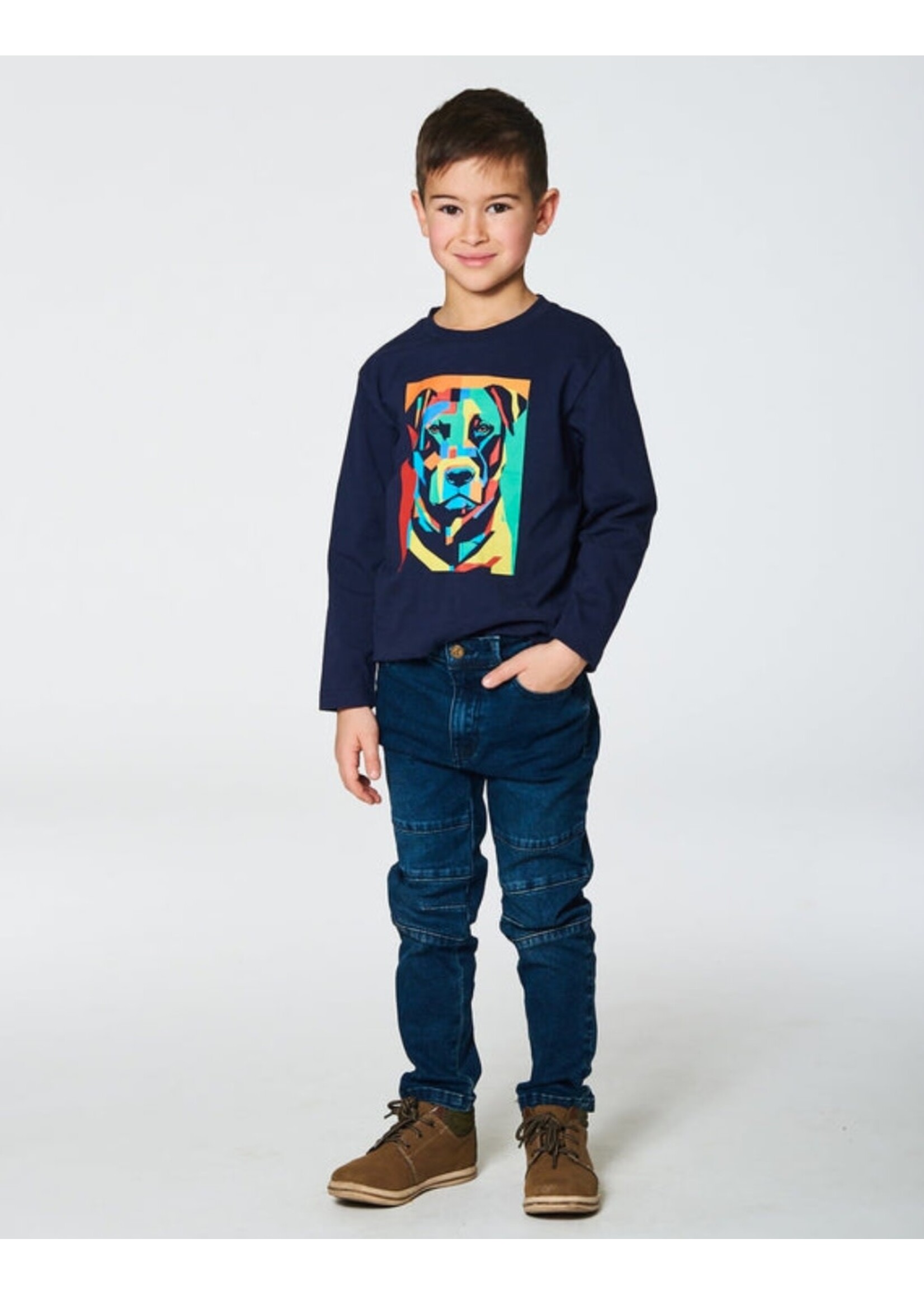 Deux Par Deux Deux Par Deux, Abstract Dog Print Raglan T-Shirt || Navy