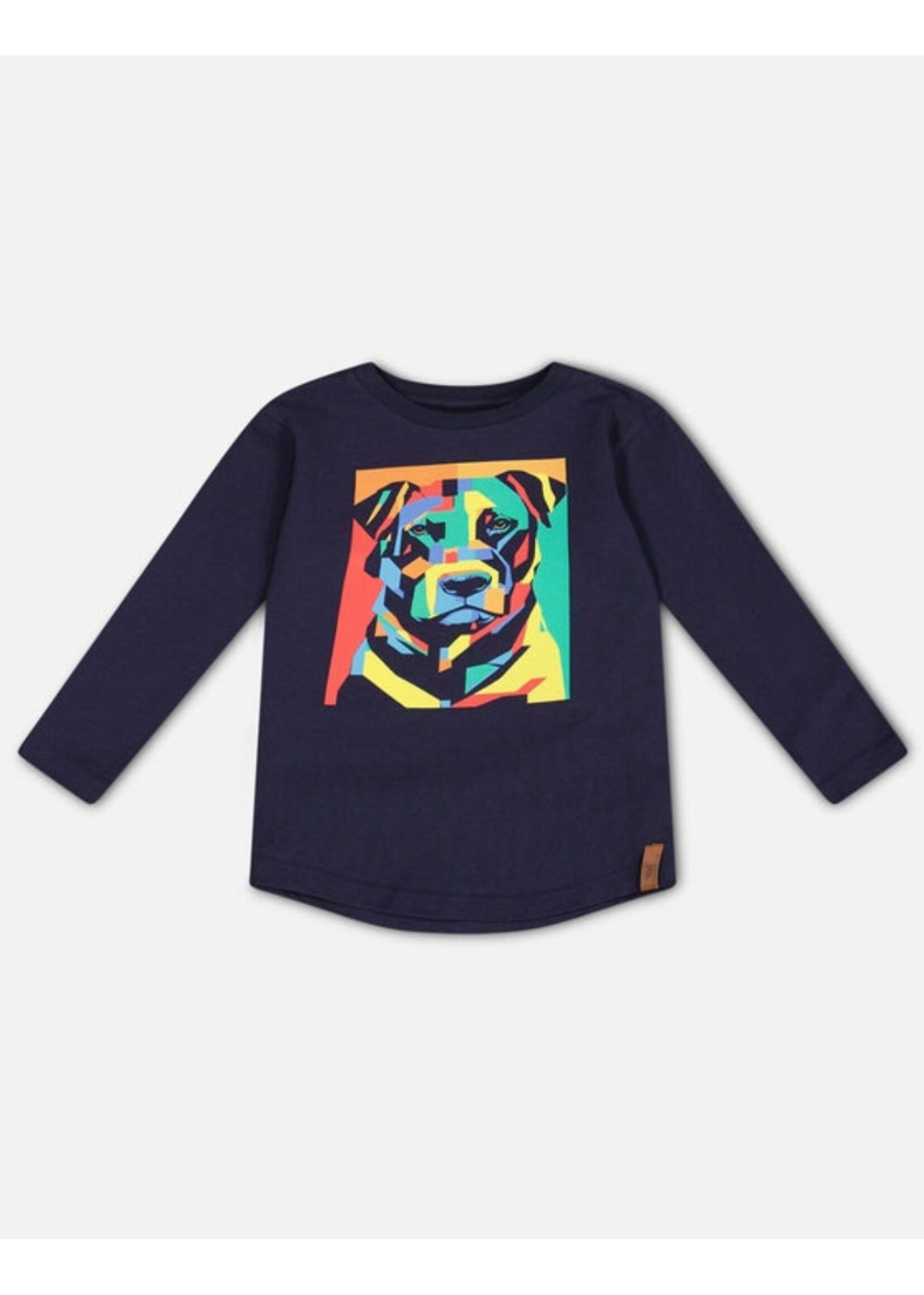 Deux Par Deux Deux Par Deux, Abstract Dog Print Raglan T-Shirt || Navy