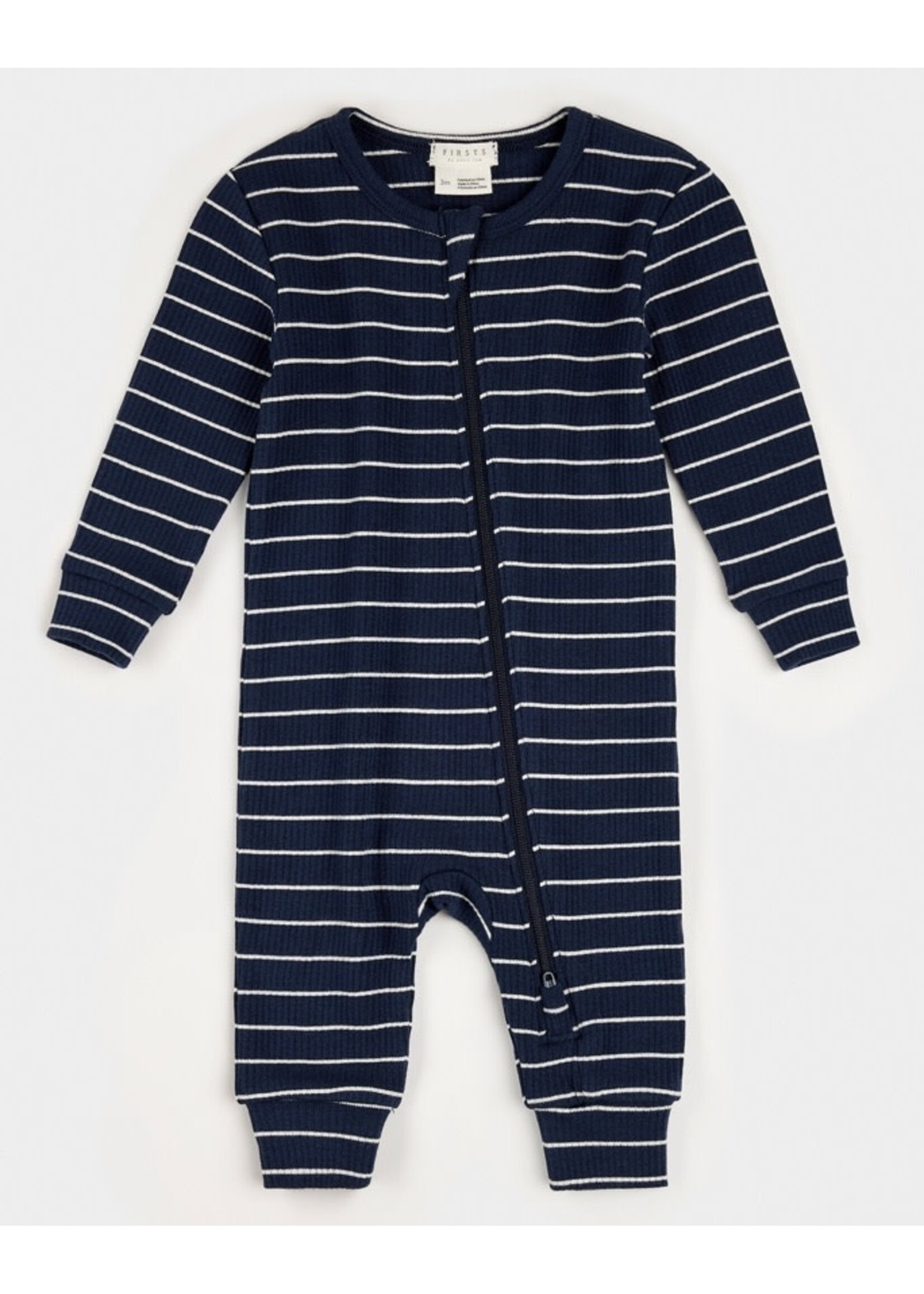 Petit Lem Petit Lem, Striped Modal Rib Sleeper || Dress Blues