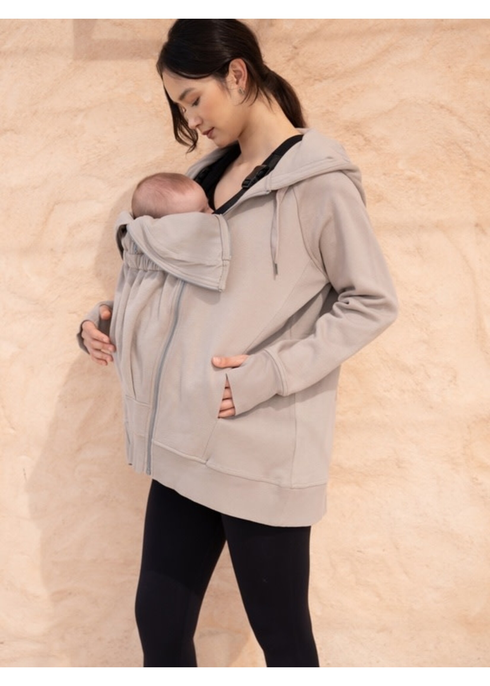 Seraphine Seraphine, Jetta | 3 In 1 Relaxed Fit Maternity / Baby Wearing Hoodie || Taupe