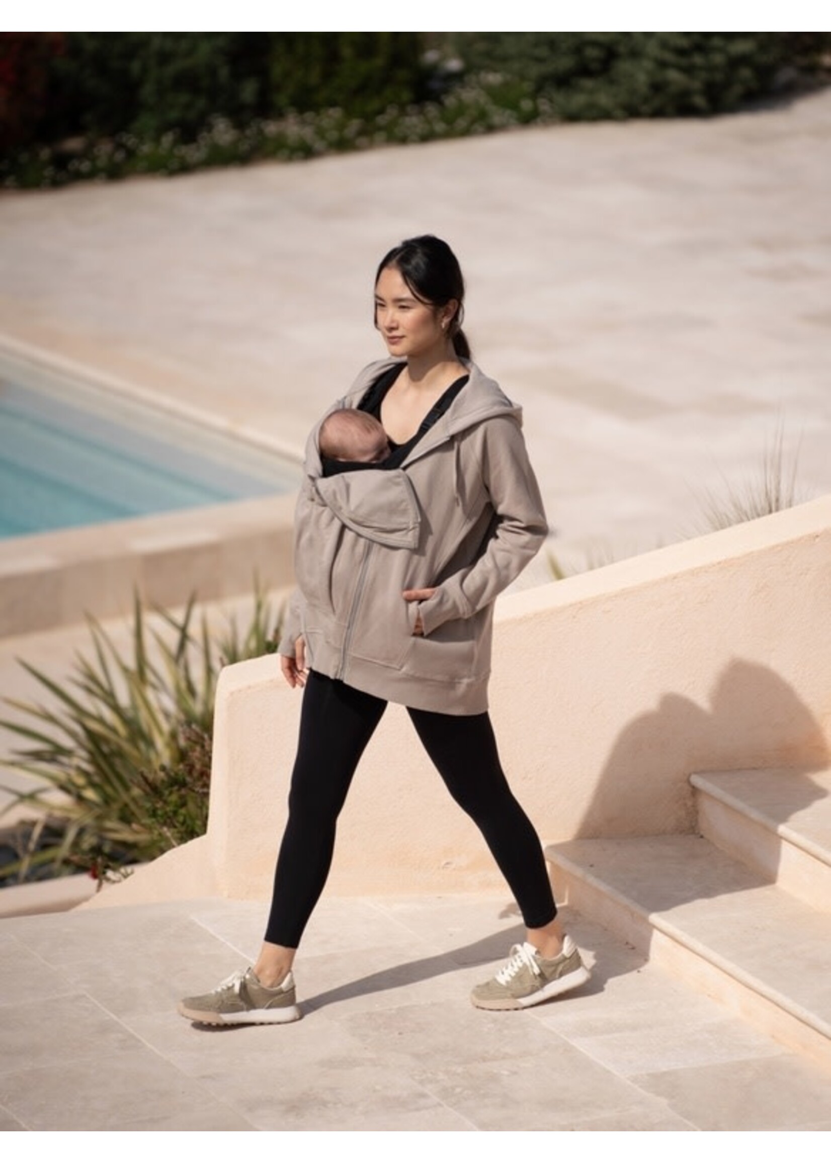 Seraphine Seraphine, Jetta | 3 In 1 Relaxed Fit Maternity / Baby Wearing Hoodie || Taupe