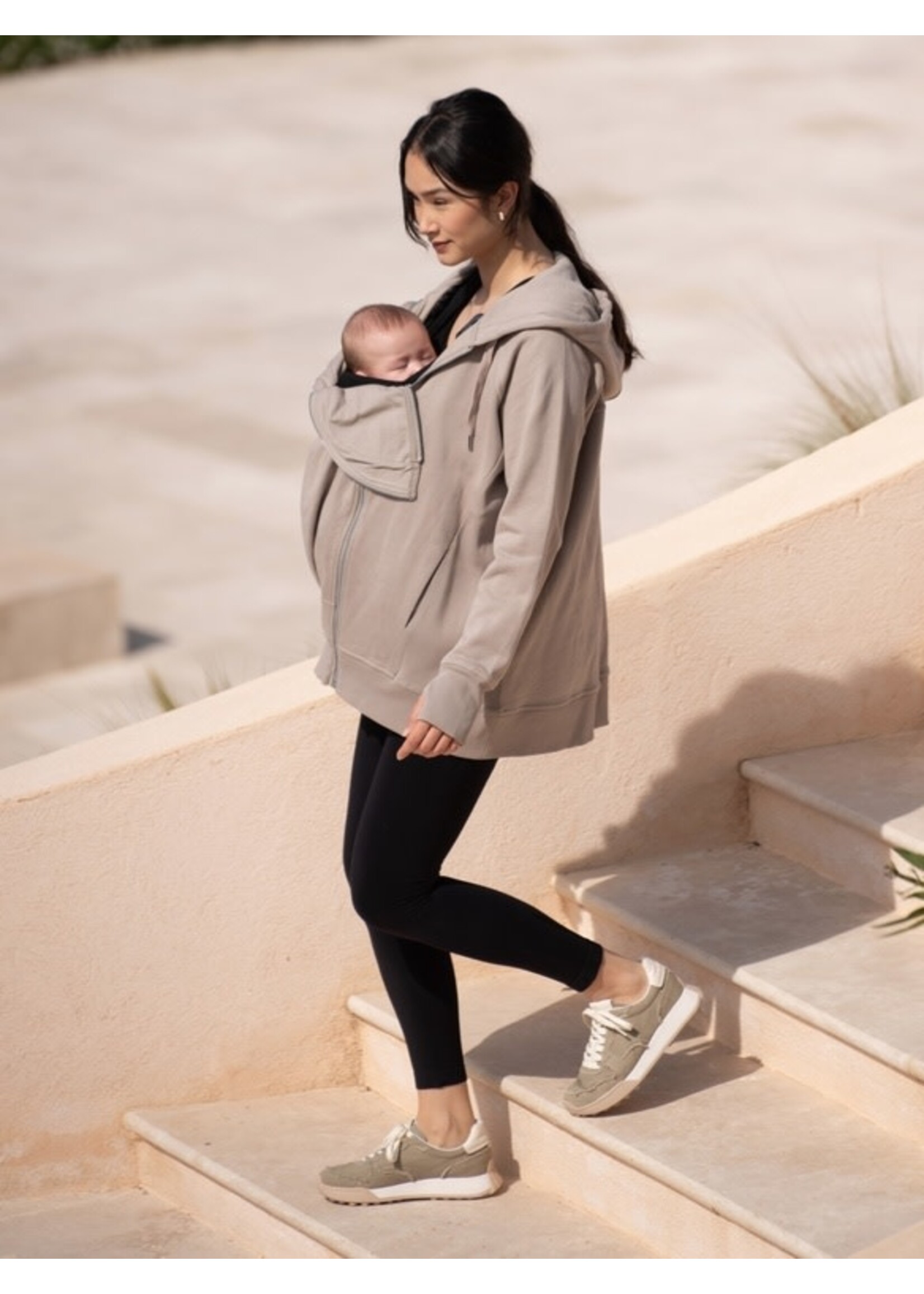 Seraphine Seraphine, Jetta | 3 In 1 Relaxed Fit Maternity / Baby Wearing Hoodie || Taupe