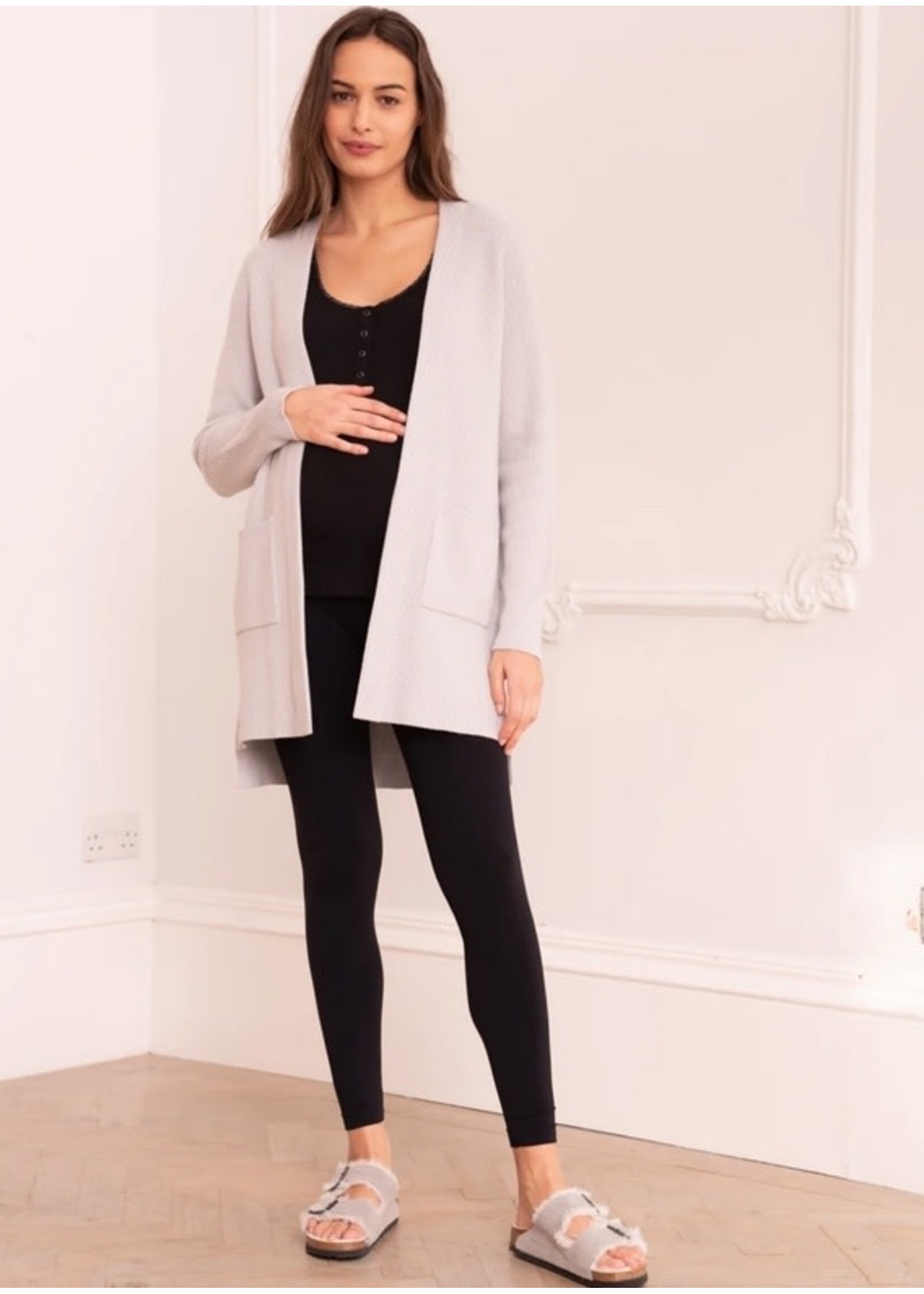 Seraphine Seraphine, Talisah Viscose-Blend Knitted Maternity / Nursing Cardigan || Grey