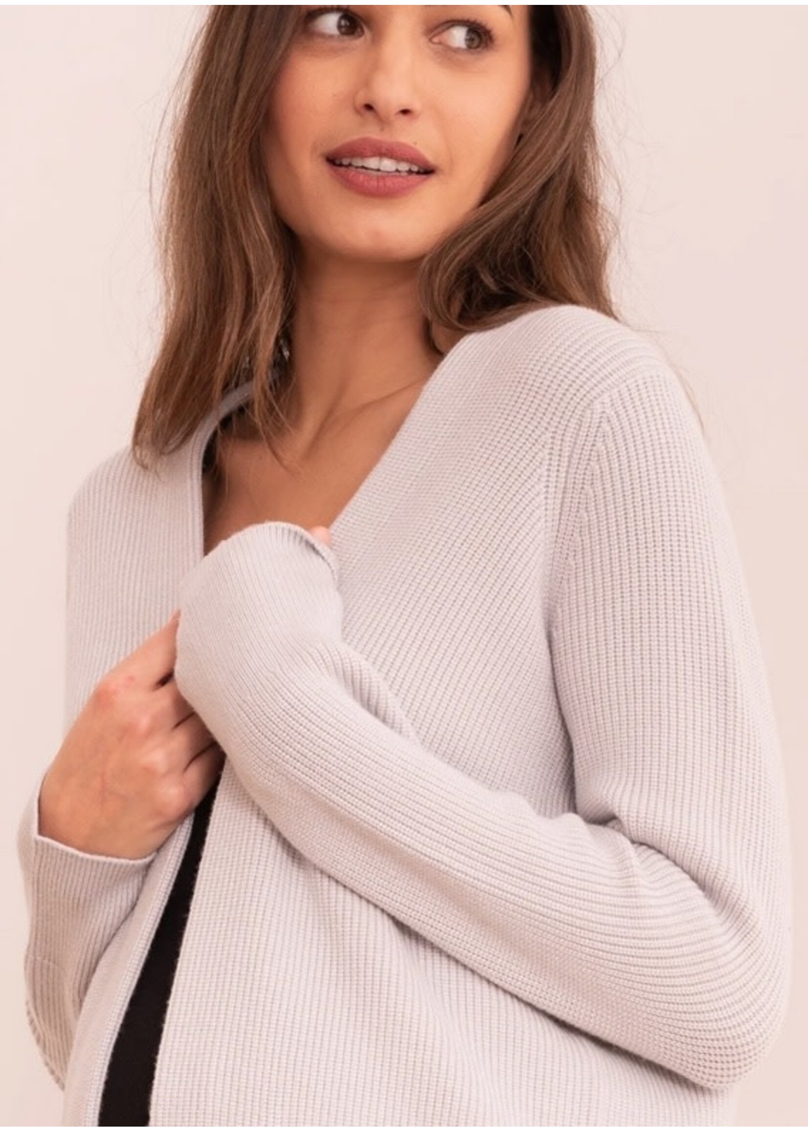 Seraphine Seraphine, Talisah Viscose-Blend Knitted Maternity / Nursing Cardigan || Grey