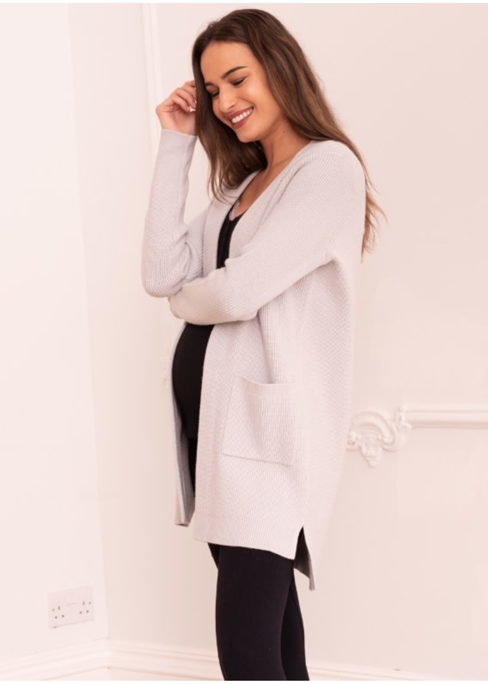 Seraphine Seraphine, Talisah Viscose-Blend Knitted Maternity / Nursing Cardigan || Grey