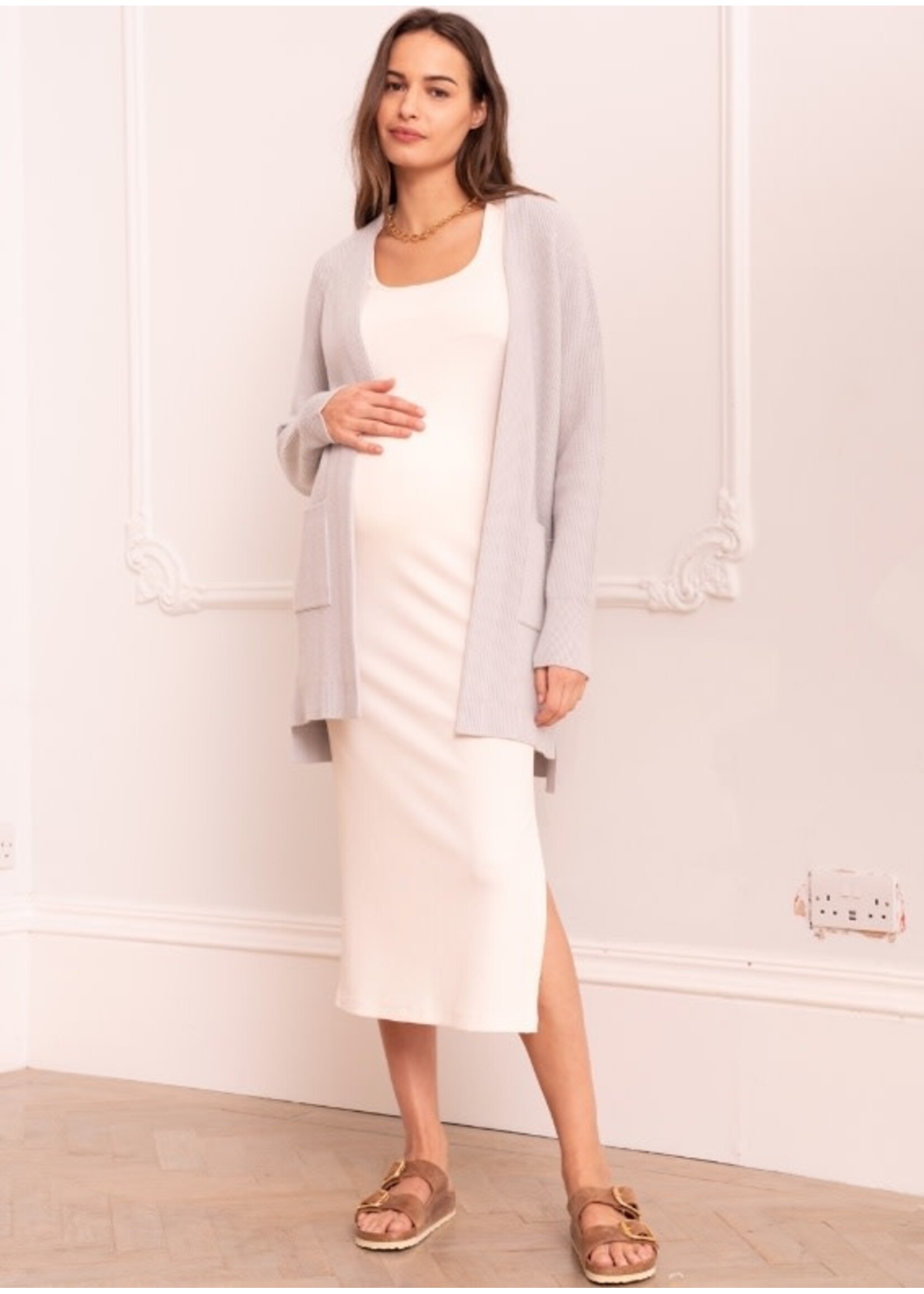 Seraphine Seraphine, Talisah Viscose-Blend Knitted Maternity / Nursing Cardigan || Grey