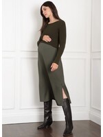 Seraphine Seraphine, Ellis Knit Top with Woven Maternity & Nursing Slip Dress || Green