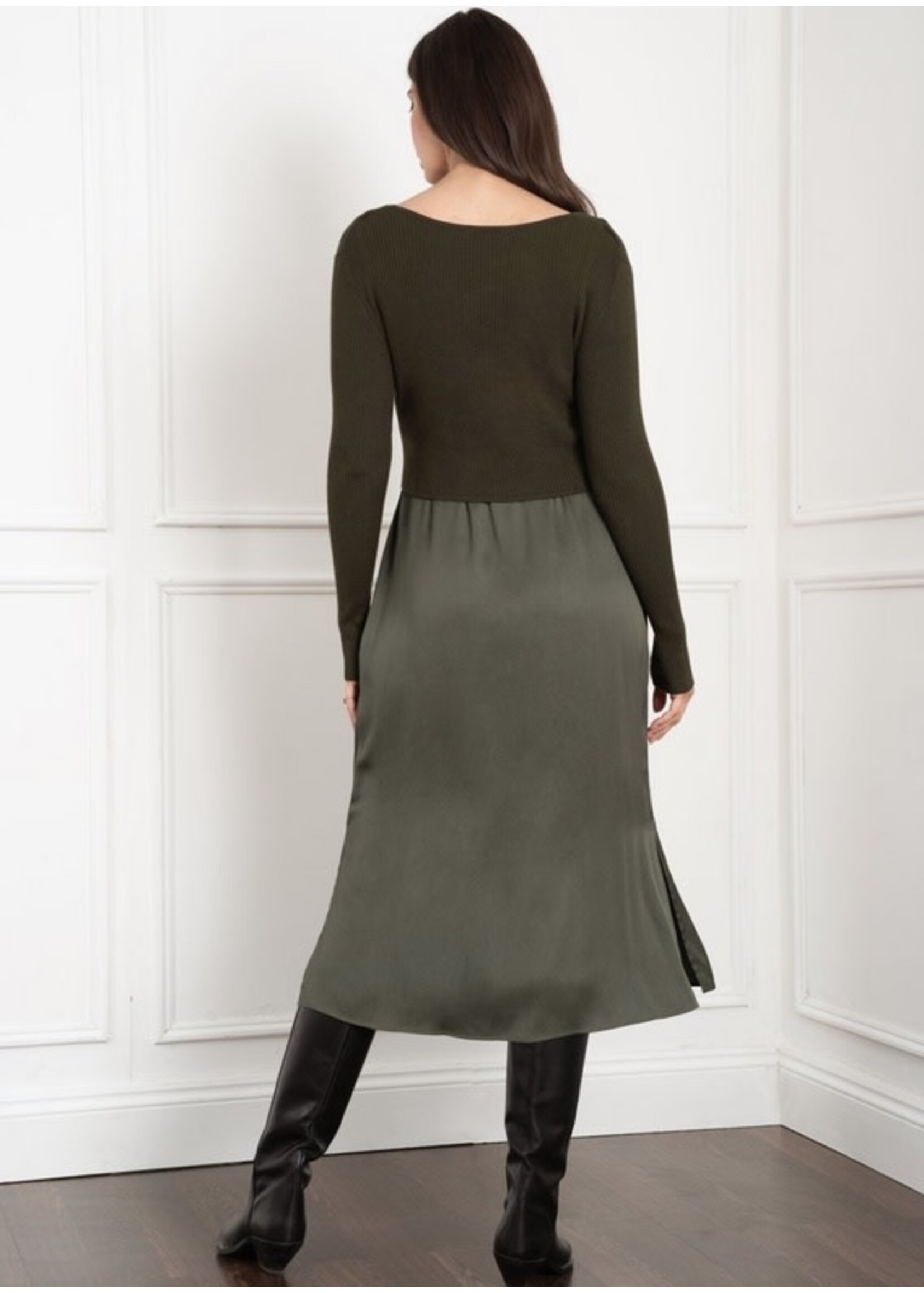 Seraphine Seraphine, Ellis Knit Top with Woven Maternity & Nursing Slip Dress || Green