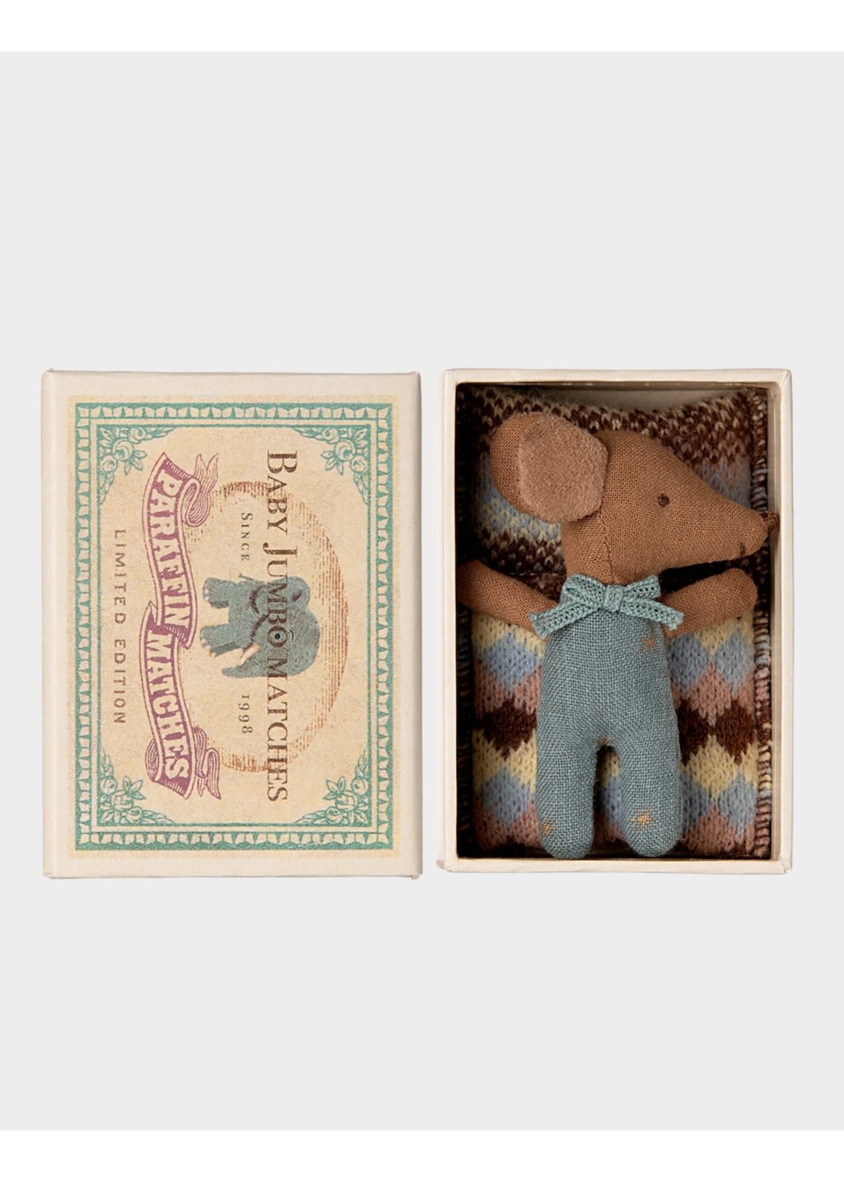 Maileg Maileg, Sleepy Wakey, Baby Mouse || Blue