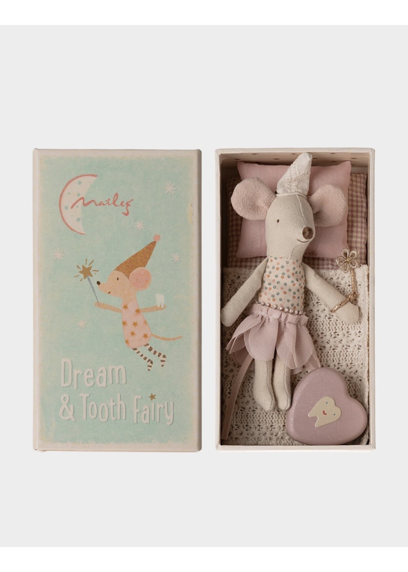 Maileg Maileg, Tooth Fairy Mouse, Little Sister in Match Box || Pink