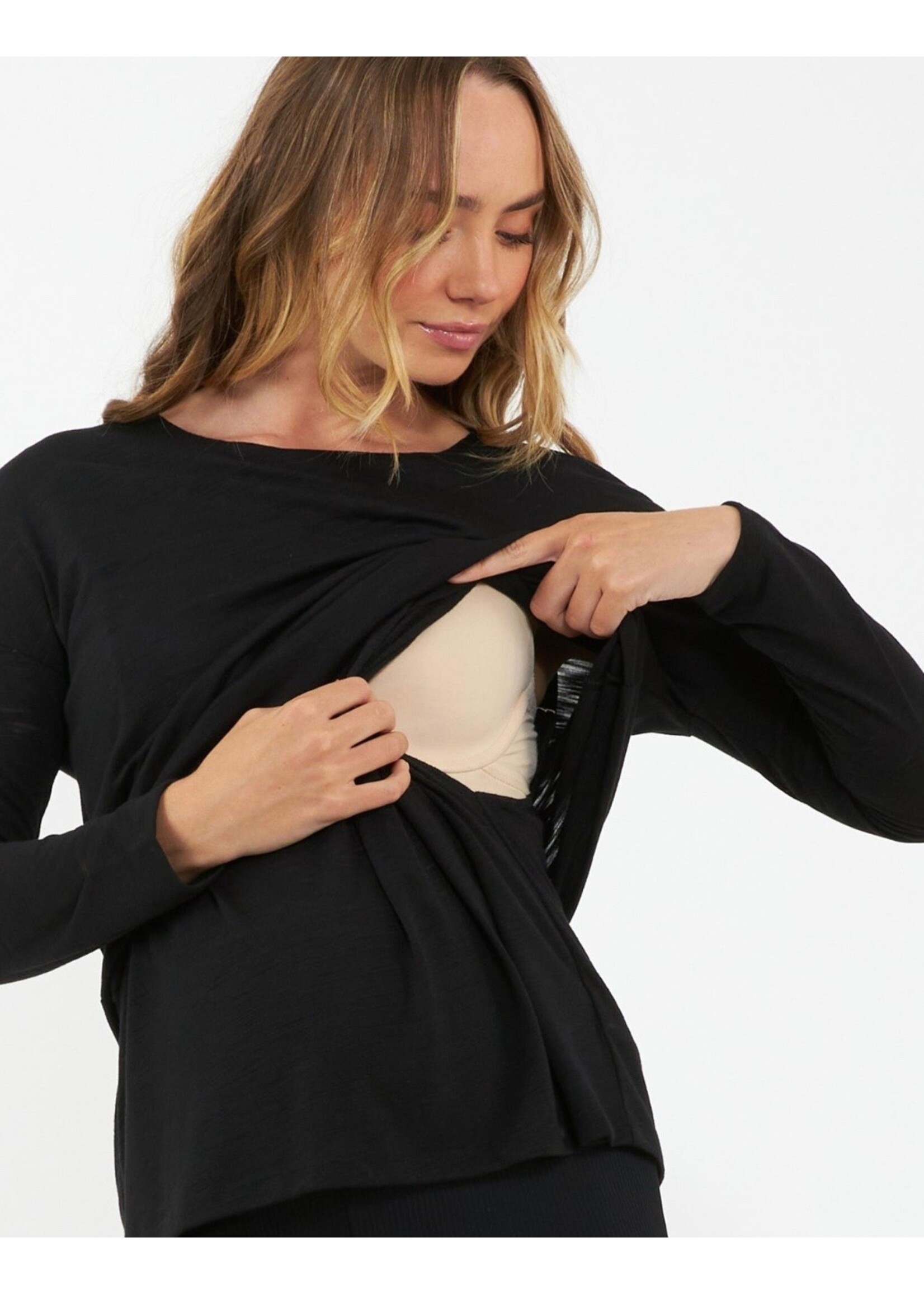 Ripe Maternity Ripe Maternity Jazmin Long Sleeve Nursing Top || Black