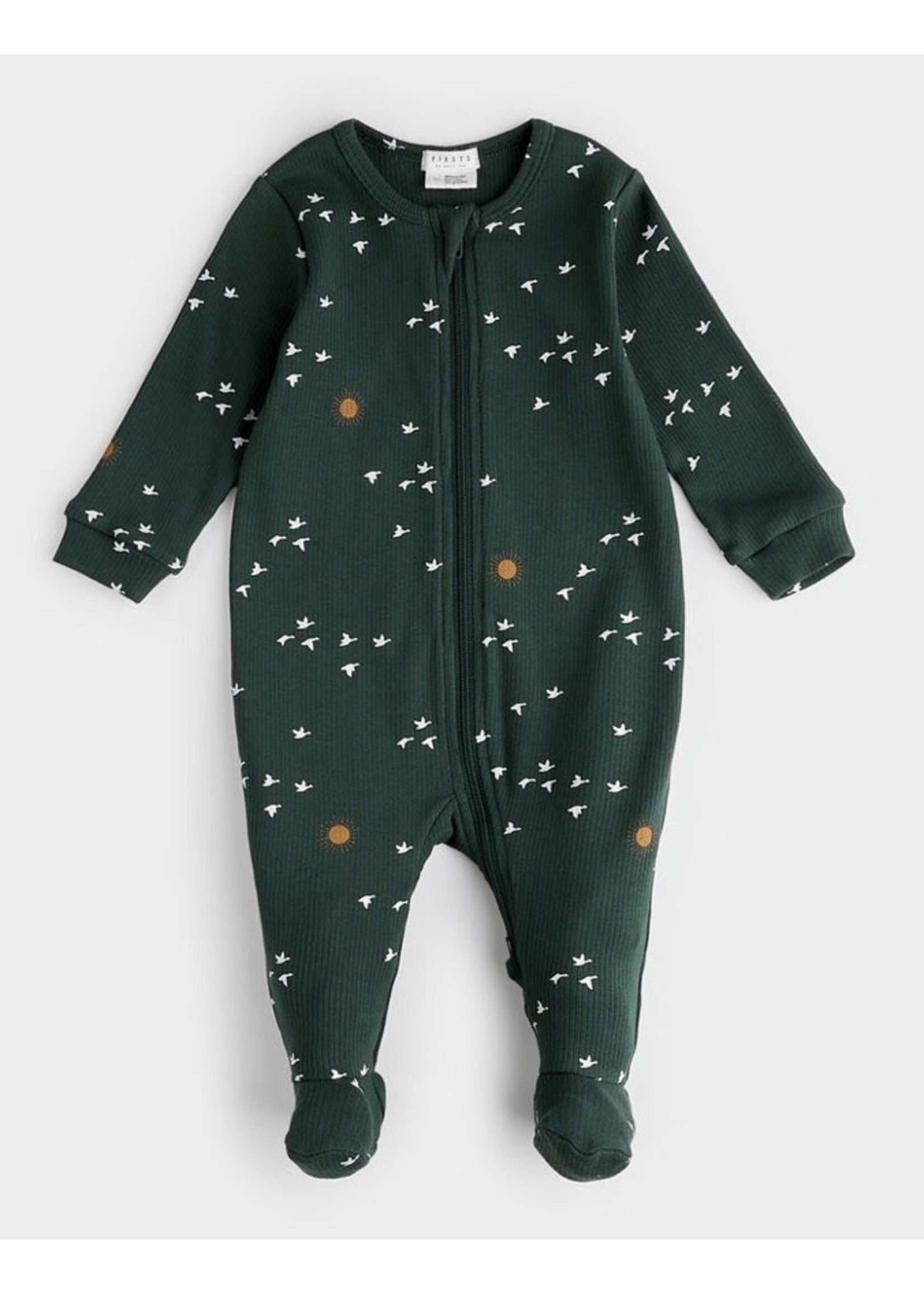 Petit Lem Petit Lem, Migration Print Rib Sleeper || Deep Sky