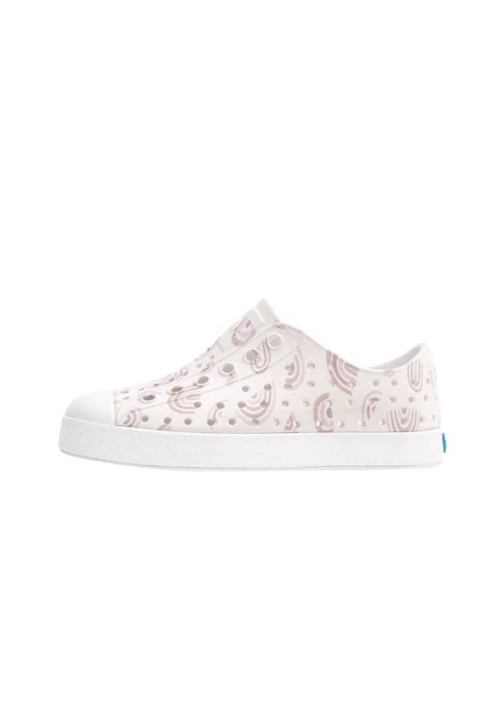 Native Shoes Native Shoes, Jefferson Barely Flax Rainbow Print Child || Shell White / Shell White